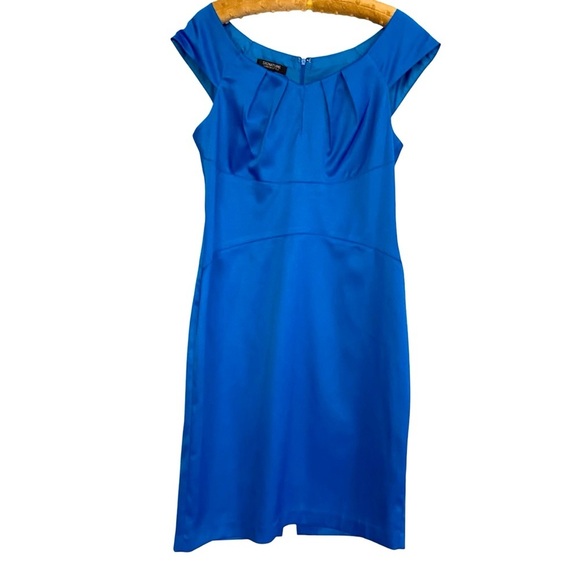 Signature London Style Sheath Dress Size 12 Aqua Blue Wedding Guest Cocktail - Picture 2 of 8